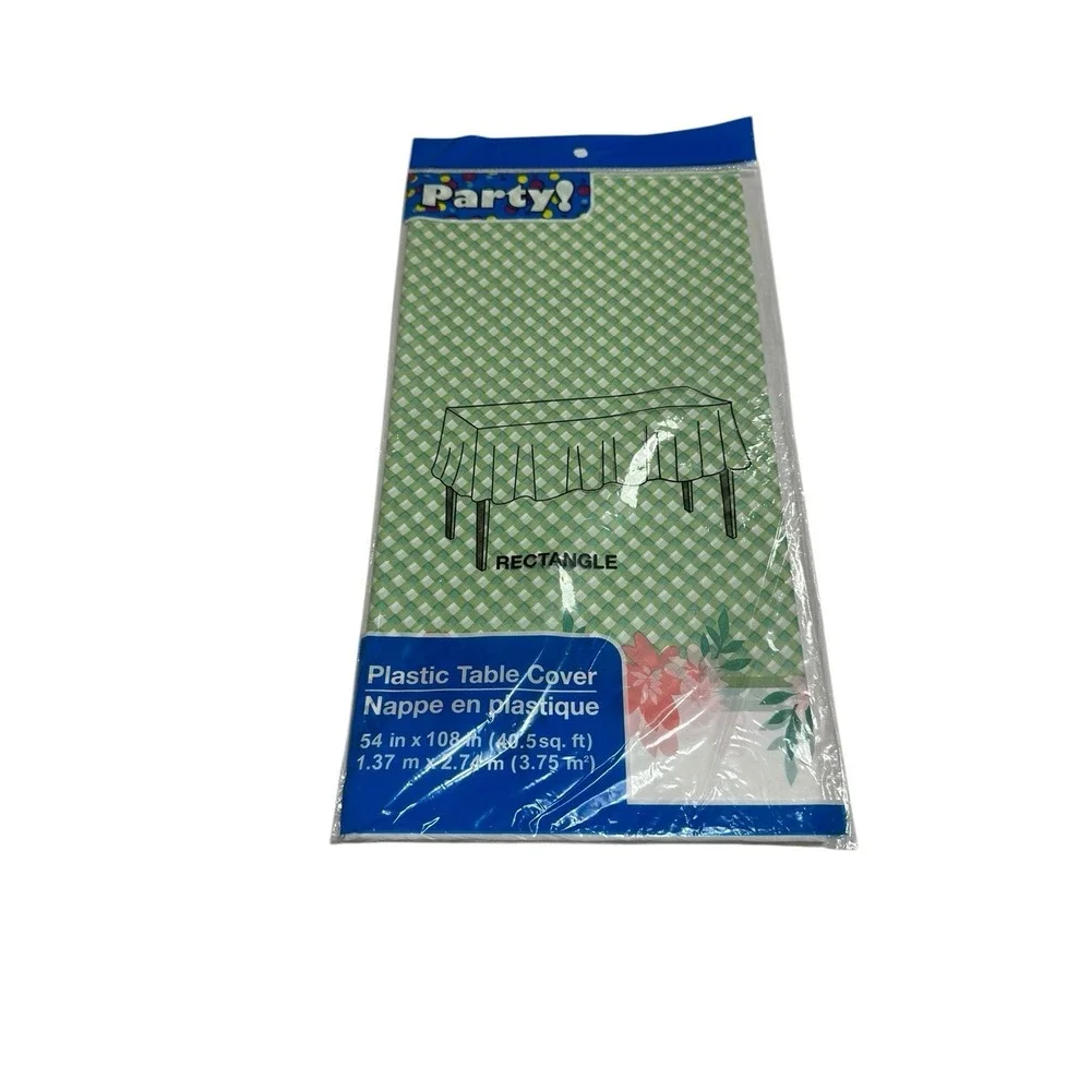 party plastic table cover rectangle 54x108 inches green plaid‎ floral